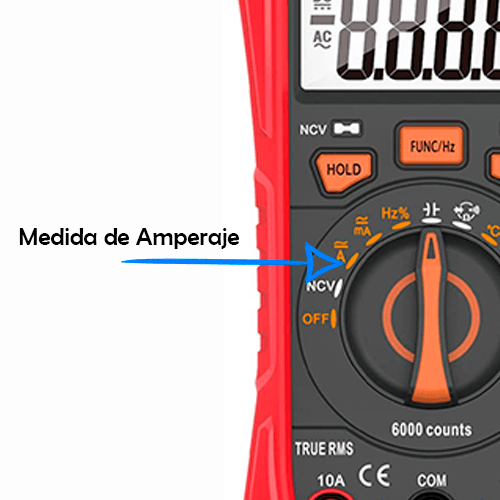 posicion del polimetro para medir amperios