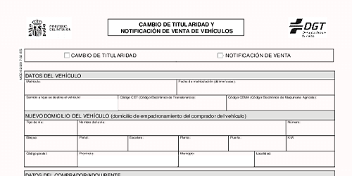 documento para notificar venta de un vehículo